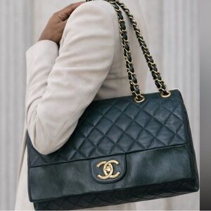 CHANEL JUMBO FLAP BAG GRN GHW